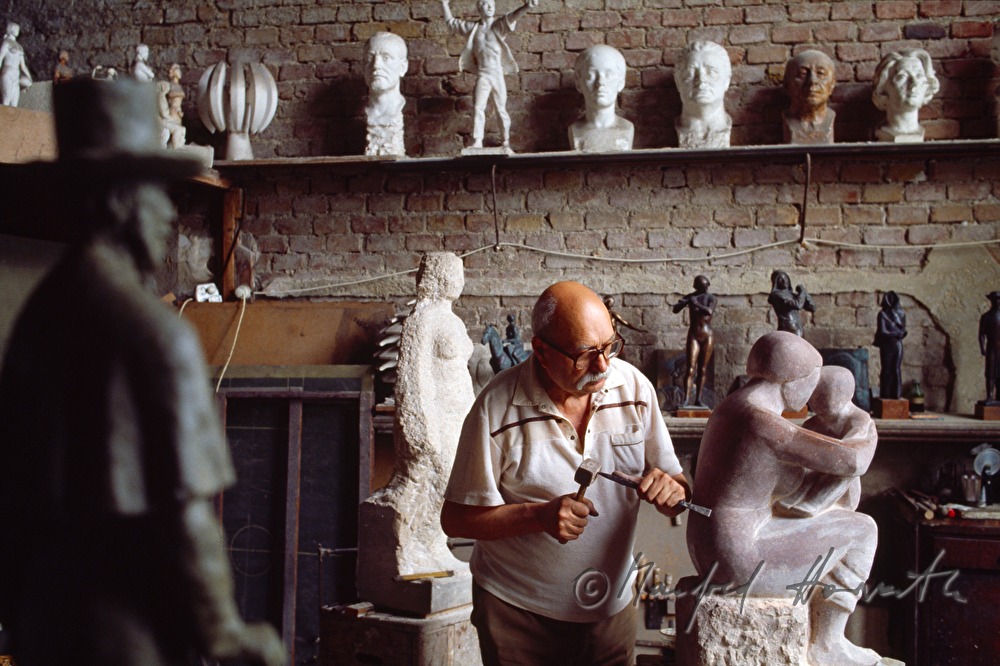 the sculptor at work