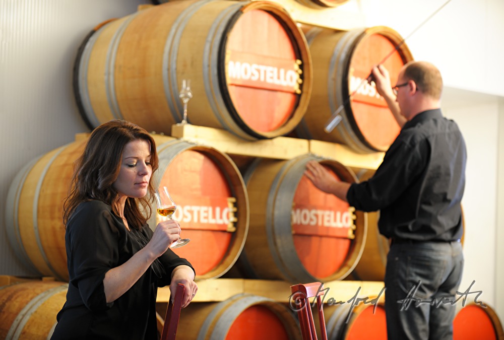 the producers of Schnaps near the Mostello barrels