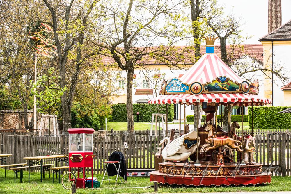 merry-go-round in the garden at the festival of 1st May